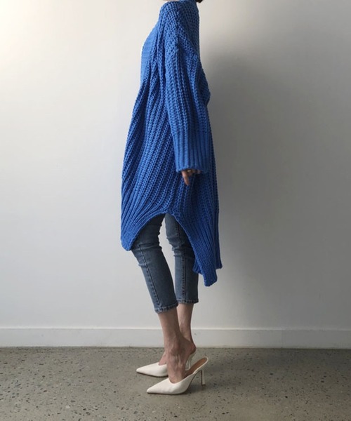 カーディガン ローゲージオーバーサイズロングカーディガン