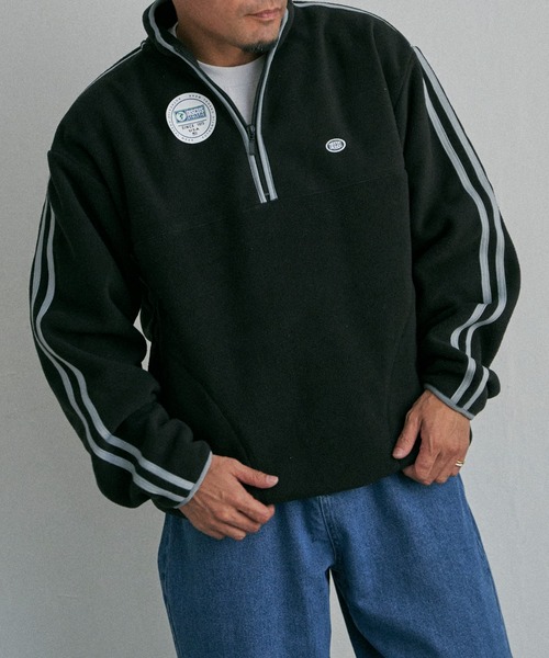 DISCUS トレーナー スウェット 「DISCUS」フリース袖ラインハーフ