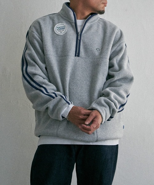 DISCUS トレーナー スウェット 「DISCUS」フリース袖ラインハーフ