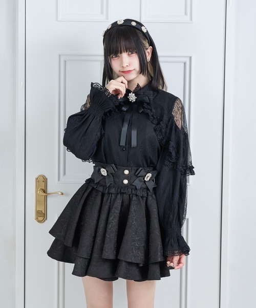 ブラウス シャツ レース ボレロ レディース cepo ブラウス シャツ kaca バンドカラー刺繍レースブラウス