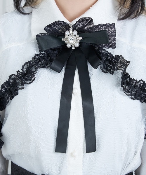 ブラウス シャツ レース刺繍リボンブラウス / ボレロ フリル レディース HEILIS ブラウス シャツ レース刺繍リボンブラウス / ボレロ