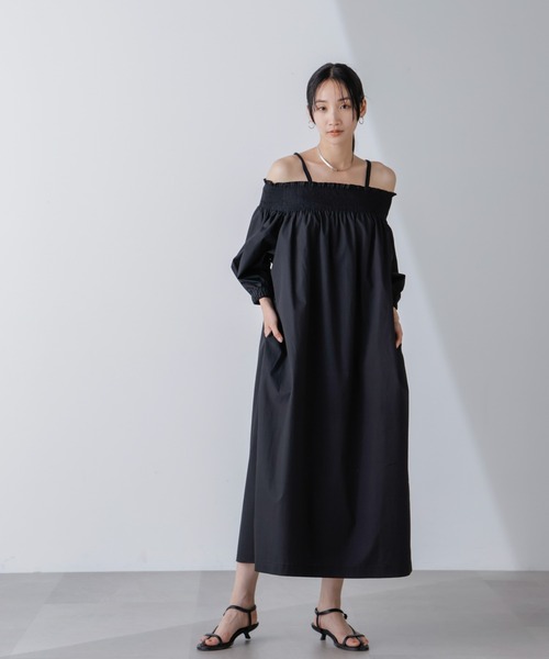 Donna Karan オフショルダーワンピース NANO universe ワンピース 2wayシャーリングオフショルダー