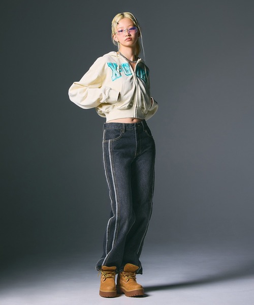 X-girlパーカー X-girl（エックスガール） パーカー FAUX FUR LOGO ZIP UP SWEAT