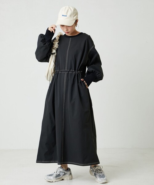 FREAK'S STORE ワンピース FREAK'S STORE｜ウエスト ギャザー 切替 マキシワンピース【限定