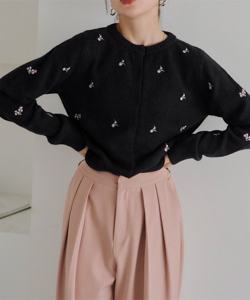 新品未使用BEARDSLEY⭐花柄刺繍 長袖カーディガン 黒 カーディガン 花柄刺繍カーディガン レディース : ZOZOTOWN Yahoo!店