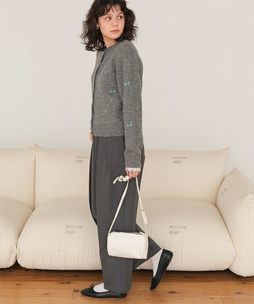 titivate（ティティベイト） カーディガン アルパカタッチフラワー刺繍