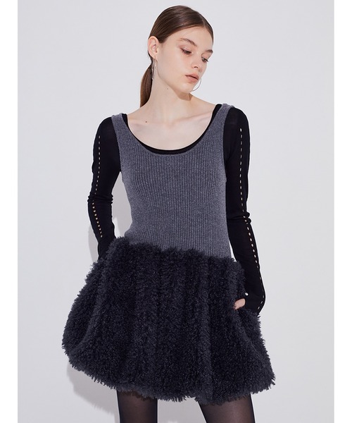 SORIN（ソリン） ベスト ジレ Wool Rib Fur Balloon Knit Vest