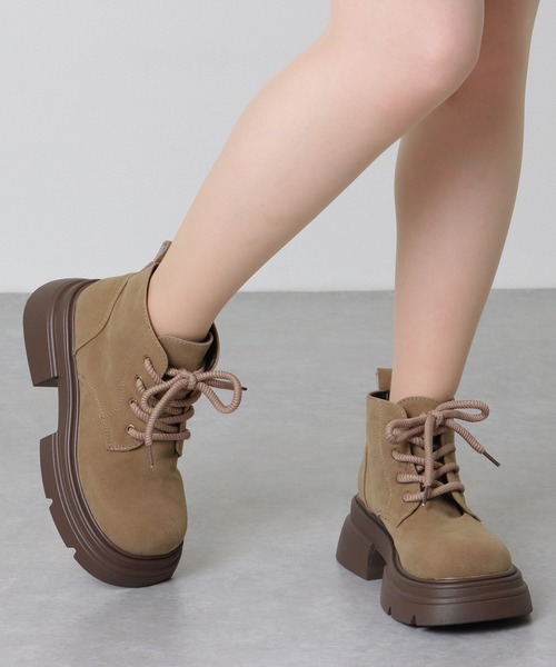 ベージュ スエード レースアップ ブーティ 38 ベージュ スエード レースアップ ブーティ 38 スウェードレースアップ