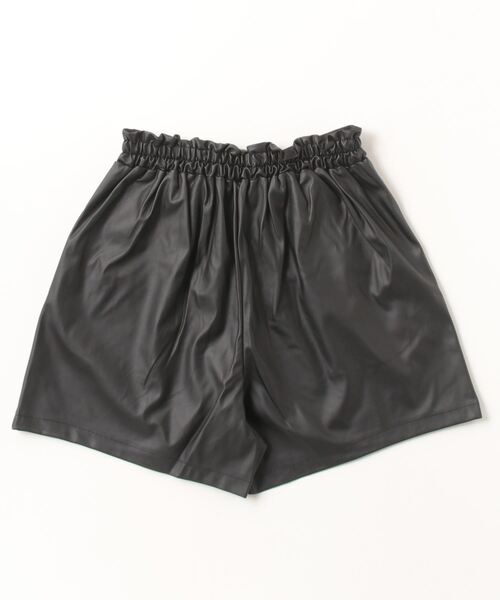 パンツ フェイクレザー合皮ハイウエストショートパンツ/ワイド
