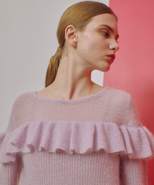 ニット セーター 「LOULOU WILLOUGHBY」モヘヤラッフルプルオーバー レディース
