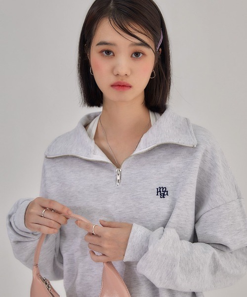 トレーナー スウェット A'GEM/9 × .kom 「muah muah/ムーアムーア」 LOGO POINT NAPPING ZIPUP MTM/