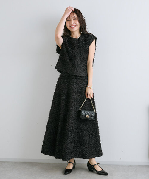 La boutique Bonbon スカート 「セットアップ可」お花フェザー