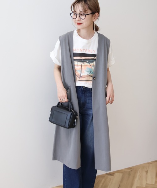AMERICAN HOLIC ベスト ジレ Vネックロングジレ レディース