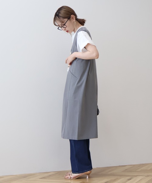 AMERI ロングジレ　ロングベスト AMERI/アメリ】SUPER BRUSHED LONG VEST/ロングベスト/ジレ