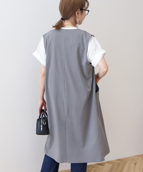 AMERI ロングジレ　ロングベスト AMERI/アメリ】SUPER BRUSHED LONG VEST/ロングベスト/ジレ