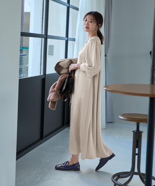 STYLE DELI（スタイルデリ） ワンピース ノーブルサテンギャザー