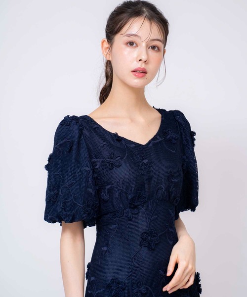 【オシャレ☆タグ付き☆noela】黒　レース　ワンピース　サイズF ノエラ NOELA 配色レースワンピース （ブラック） -ファッション