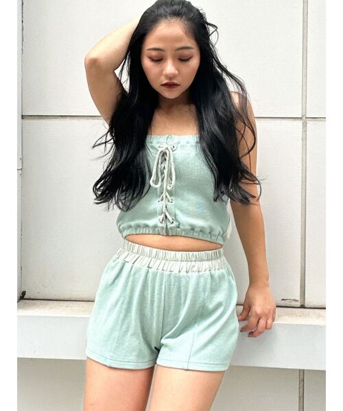 新品 GYDA サロペット ベアトップ 2点セット ジェイダ GYDA レースアップデザインチョーカーベアTOPS