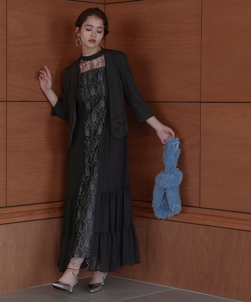 Callarus パーティードレス ドレス フロント刺繍切替デザイン