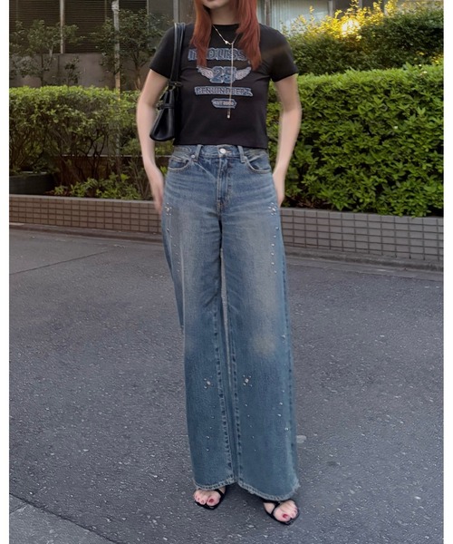マウジー レディース ワイドデニムジーンズ ハイウエスト ブルー XS 未使用品 AZUL DENIM/15TH ハイウエストワイドデニム[品番：AZLW0021226