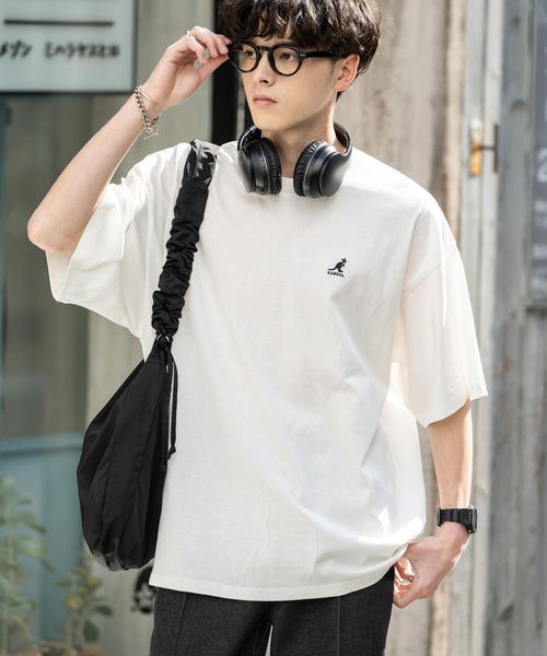 KANGOL tシャツ 別注コラボ ワンポイントロゴ刺繍半袖クルー