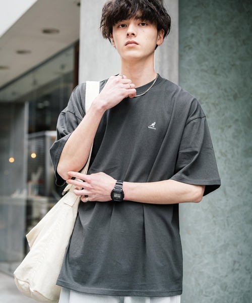 KANGOL tシャツ 別注コラボ ワンポイントロゴ刺繍半袖クルー