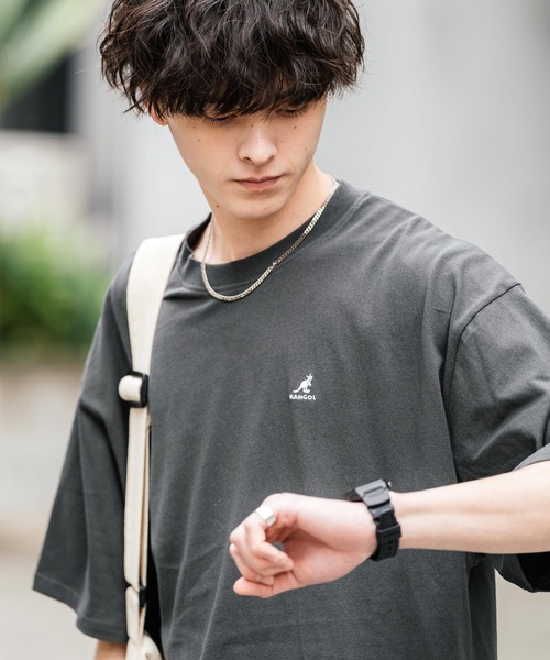 KANGOL tシャツ 別注コラボ ワンポイントロゴ刺繍半袖クルー