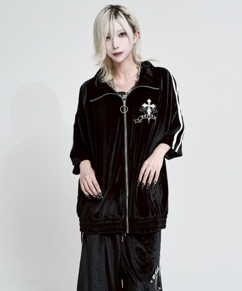 REFLEM ジャージ 「REFLEM/レフレム」クロス刺繍ベロアトラック