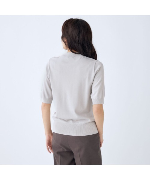 ニット セーター 「洗える涼感サマーニット」モックネックニット　5分丈 レディース SUIT SELECT ニット セーター 「洗える涼感サマーニット」モック