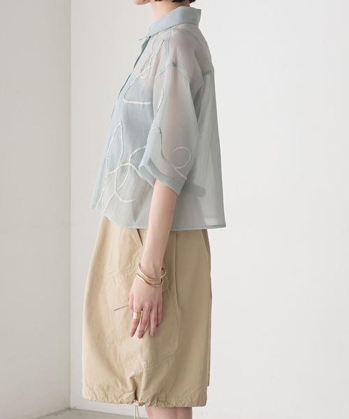 新品未使用☆新作☆G/FOREジーフォアレディース半袖シャツsizeMベージュ ホールアース（Whole Earth）（レディース）カジュアル 半袖シャツ