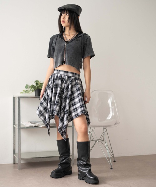 WEGO（ウィゴー） スカート WEGO/ランダムヘムチェックミニスカート