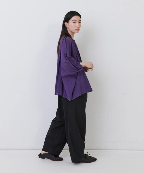 「conges payes ADIEU TRISTESSE」 半袖ブラウス 38 チャコール レディース conges payes ADIEU TRISTESSE ブラウス シャツ パッチワーク