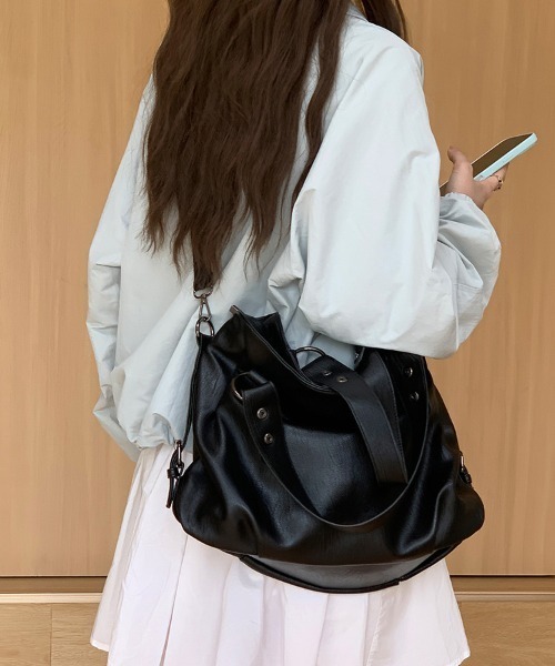【⚠️】Y2K チャックレザー2wayバッグ FREE STYLISTS ショルダーバッグ バッグ Y2K レトロ ダブル