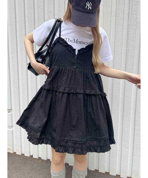 レースフリルミニワンピース♡春夏デートや女子会に最適！シンプルで可愛い USAGI ONLINE限定】ヘムフリルミニワンピース（ミニワンピース
