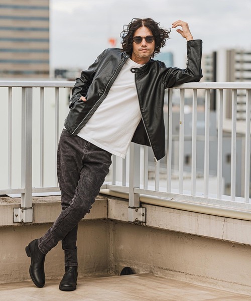 「CAMBIO」 ライダースジャケット L ベージュ メンズ_画像5