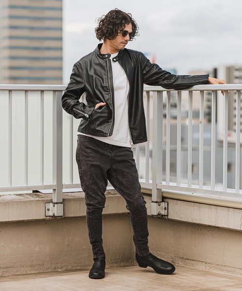 「CAMBIO」 ライダースジャケット L ベージュ メンズ_画像6