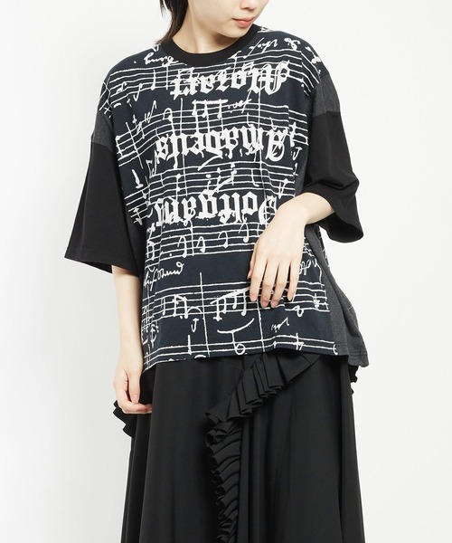 tシャツ モーツァルトスコアＰ天竺　切替ワイドＴ レディース メンズ