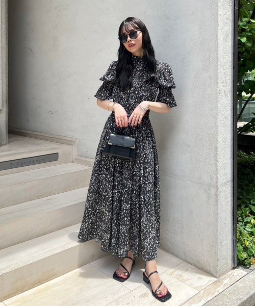 rienda 半袖ワンピース ブラック rienda ワンピース オフショルダーカットフレアワンピース 夏服