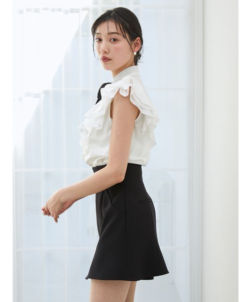 SNIDEL フリルリボン付きシャツ　ジャガードボウタイフリルブラウス SNIDEL（スナイデル）の「ジャガードボウタイフリルオープン