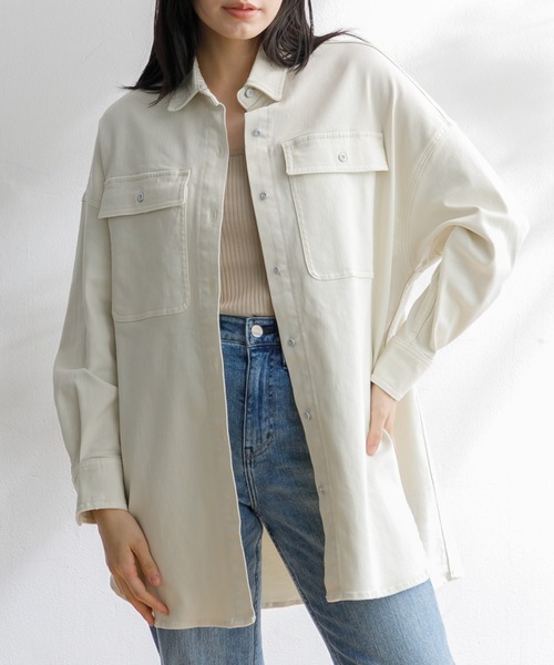 ブラウス シャツ Healthy denim Almond Super big shirt レディース
