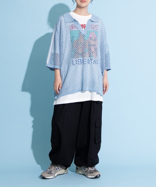 トップス PUNYUS PUNYUS tシャツ 2ラインメッシュトップス レディース メンズ