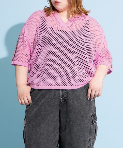 PUNYUS（プニュズ） tシャツ 半袖 2ラインメッシュトップス レディース