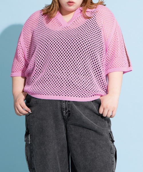 PUNYUS（プニュズ） tシャツ 半袖 2ラインメッシュトップス レディース