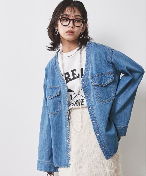 CHIC STYLE 「CHIC STYLE」 長袖ブラウス M ブルー レディース