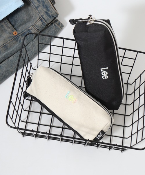 Lee（リー） ポーチ ロゴ ラメ刺繍 Wファスナーペンポーチ メンズ