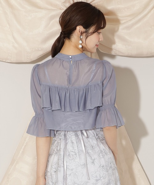 ウィルセレクション❤︎ブラウス 再入荷予約受付中】ラッフルフリルノースリーブブラウス（シャツ