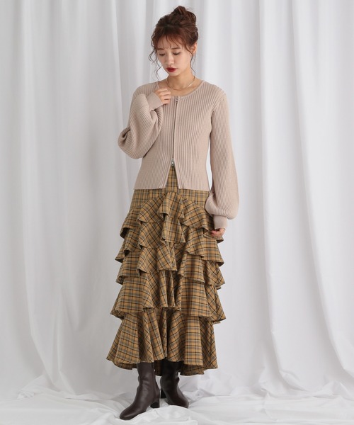 mysty woman（ミスティウーマン） スカート フリルチェックティアード