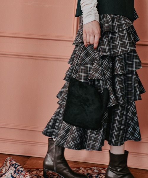 mysty woman（ミスティウーマン） スカート フリルチェックティアード