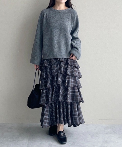 mysty woman（ミスティウーマン） スカート フリルチェックティアード
