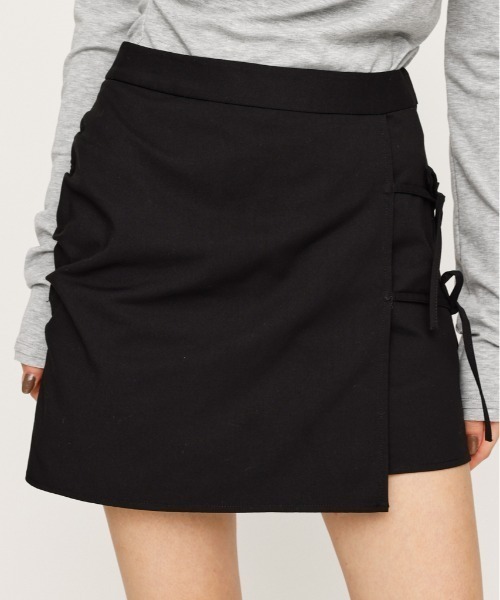 レザレクション　黒ラップスカート　XS SLY（スライ） スカート GATHER RIBBON WRAP S/SK ギャザー リボン